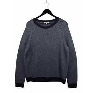 COS 70% Wool, 30% Yak Sweater Knit Jumper Men's Sz L, Bird's Eye, Navy Blue